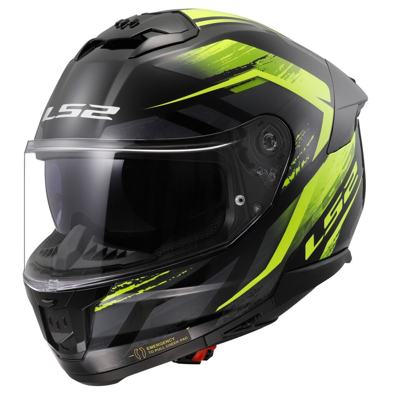 Casco integrale da moto LS2 FF808 Stream II Fury nero-giallo fluo