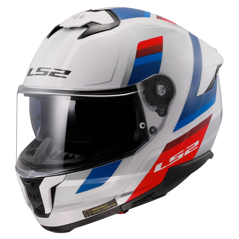 Casco integrale da moto LS2 FF808 Stream II Vintage bianco-blu-rosso