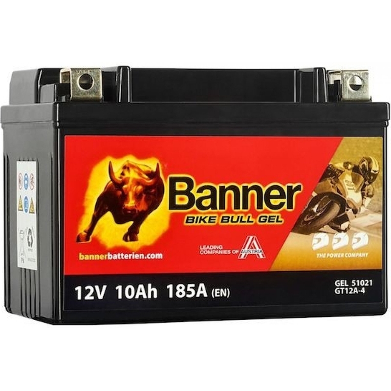 Batteria al gel Banner Bike Bull Gel 12V, YT12A-BS, 10AH, 185A