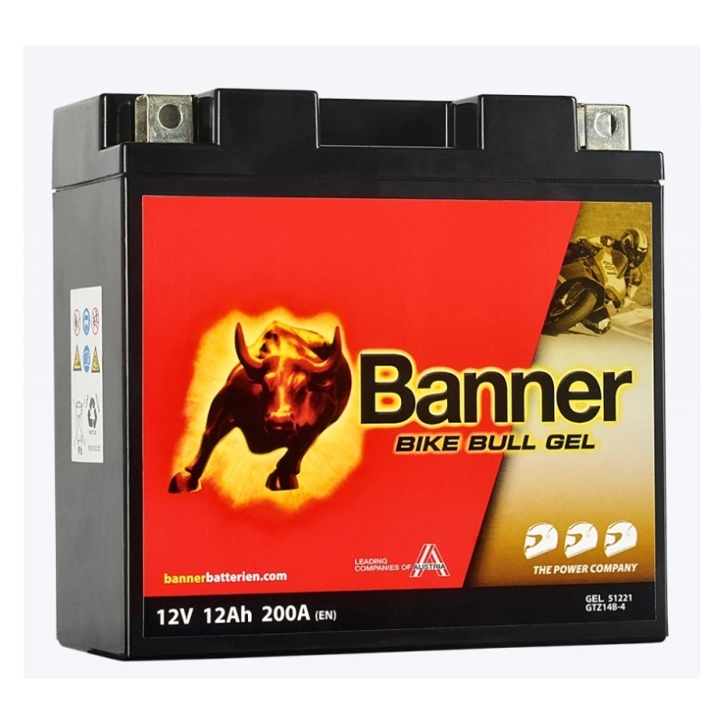 Batteria al gel Banner Bike Bull Gel 12V, YTZ14S, YTZ14S-BS, 11AH, 190A