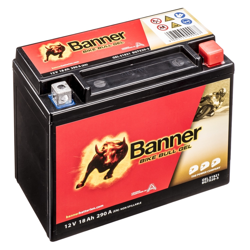 Batteria al gel Banner Bike Bull Gel 12V, YTX20L-BS, 18AH, 250A