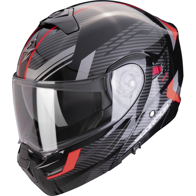 Casco moto apribile Scorpion EXO-930 EVO Sikon nero-argento-rosso Saldi