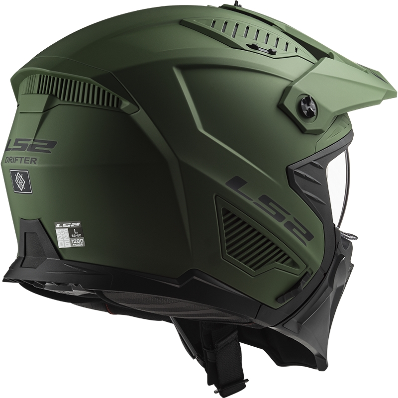 Casco moto trial LS2 OF606 Drifter Verde solido opaco