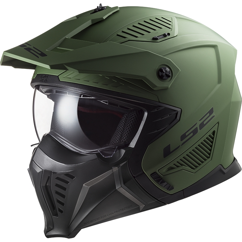 Casco moto trial LS2 OF606 Drifter Verde solido opaco