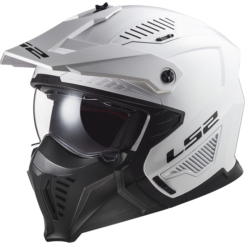 Casco da moto da trial LS2 OF606 Drifter Bianco pieno