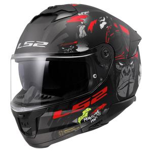 Casco moto integrale LS2 FF808 Stream II Angry Monkey nero e rosso
