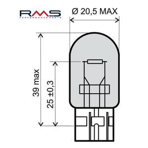 Žárovka RMS 12V 21W, T20 oranžová