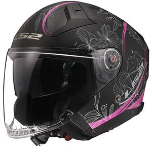 Casco aperto LS2 OF603 Infinity II Lotus nero e rosa
