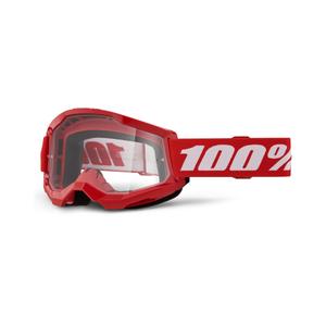 Occhiali Motocross 100% STRATA 2 New Red (Plexiglas trasparente)
