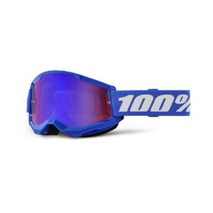 Occhiali motocross 100% STRATA 2 New blue (plexiglass rosso-blu)