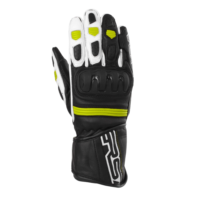 Guanti da moto RSA Gappa 2 nero-bianco-giallo fluo
