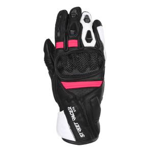 Guanti moto donna Street Racer STR nero, bianco e rosa
