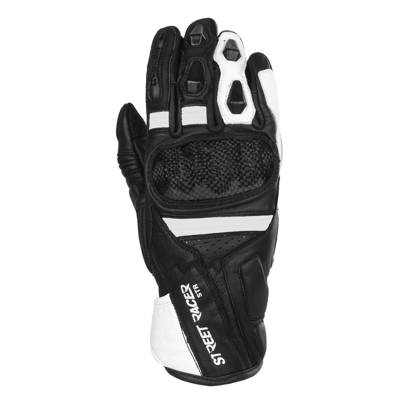 Guanti da moto Street Racer STR bianchi e neri