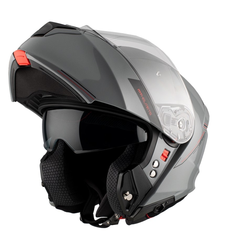 Casco da moto modulare MT Genesis SV Solid A12 grigio lucido
