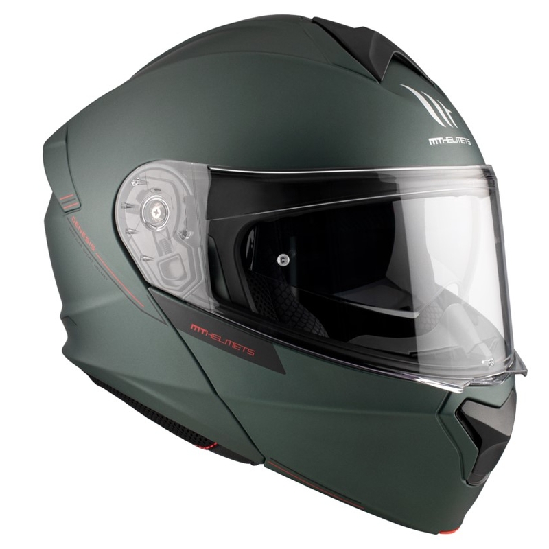 Casco moto apribile MT Genesis SV Solid A6 verde opaco