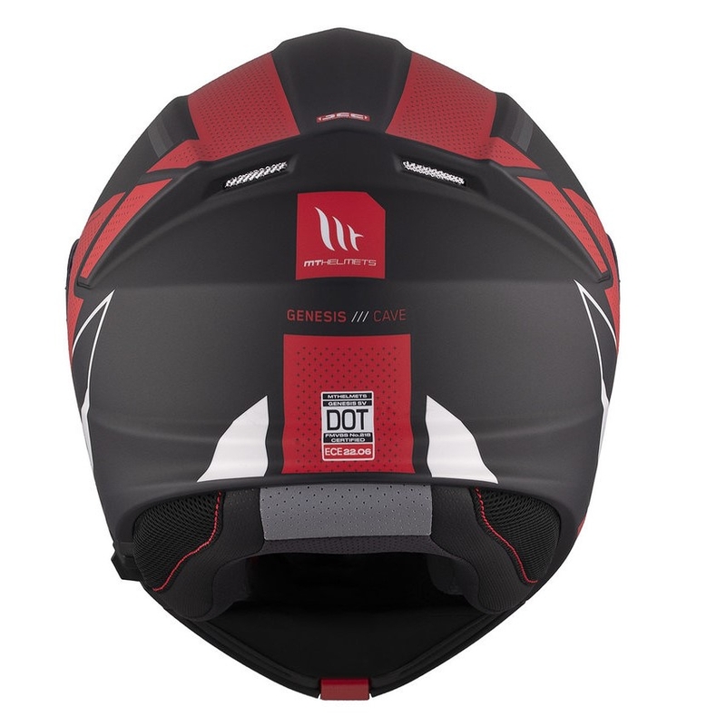 Casco moto MT Genesis SV Cave A5 nero-bianco-rosso opaco ribaltabile