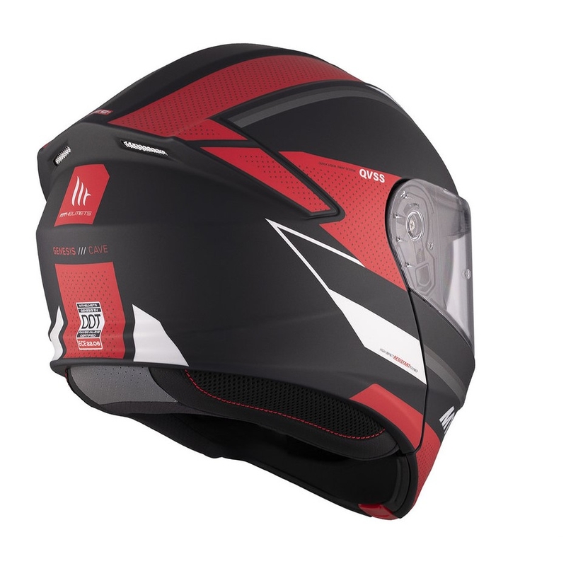 Casco moto MT Genesis SV Cave A5 nero-bianco-rosso opaco ribaltabile