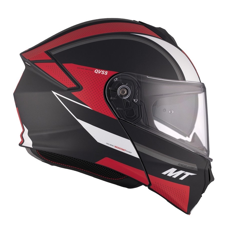 Casco moto MT Genesis SV Cave A5 nero-bianco-rosso opaco ribaltabile
