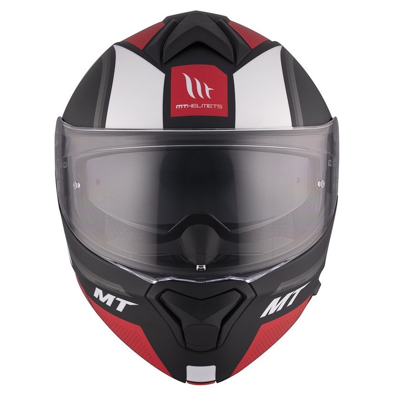 Casco moto MT Genesis SV Cave A5 nero-bianco-rosso opaco ribaltabile