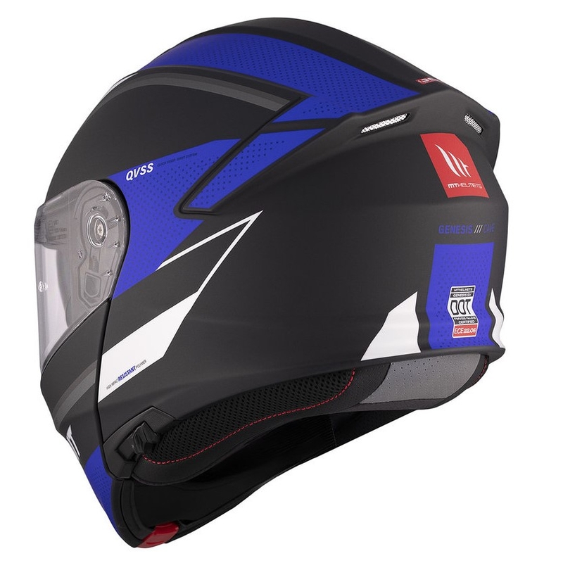 Casco moto MT Genesis SV Cave A7 nero-bianco-blu opaco ribaltabile