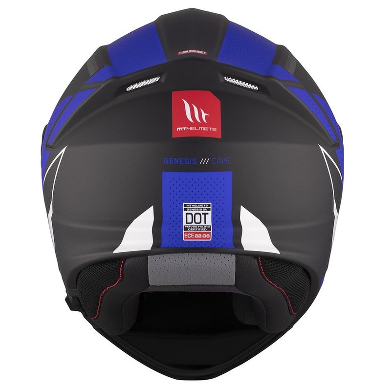 Casco moto MT Genesis SV Cave A7 nero-bianco-blu opaco ribaltabile