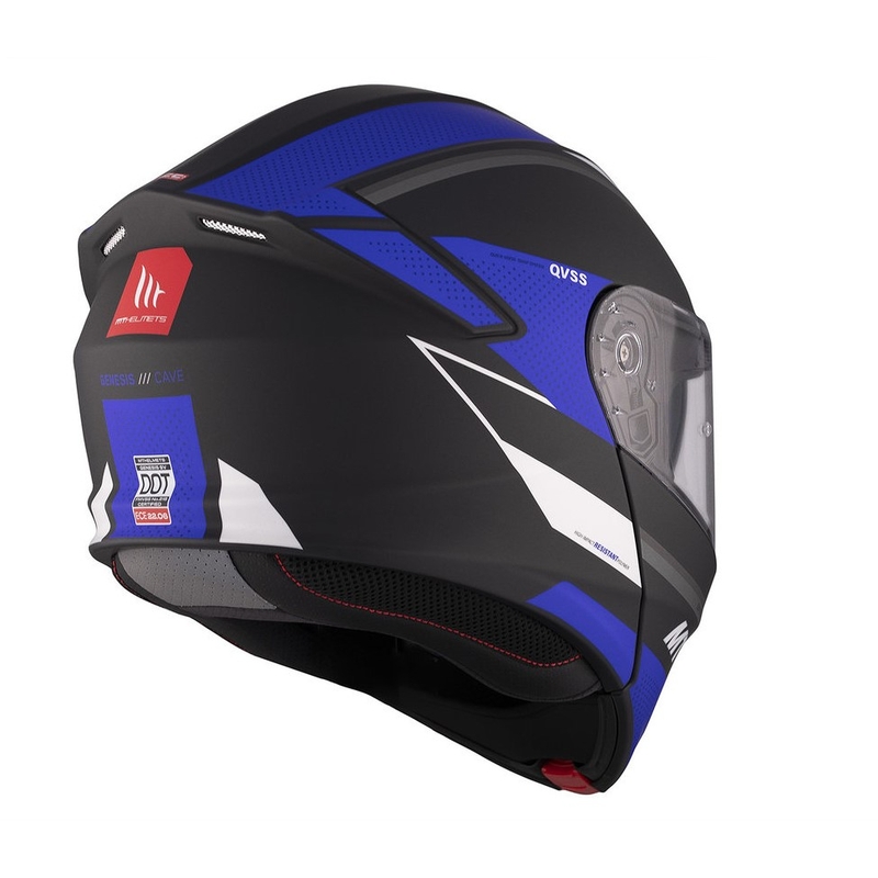 Casco moto MT Genesis SV Cave A7 nero-bianco-blu opaco ribaltabile