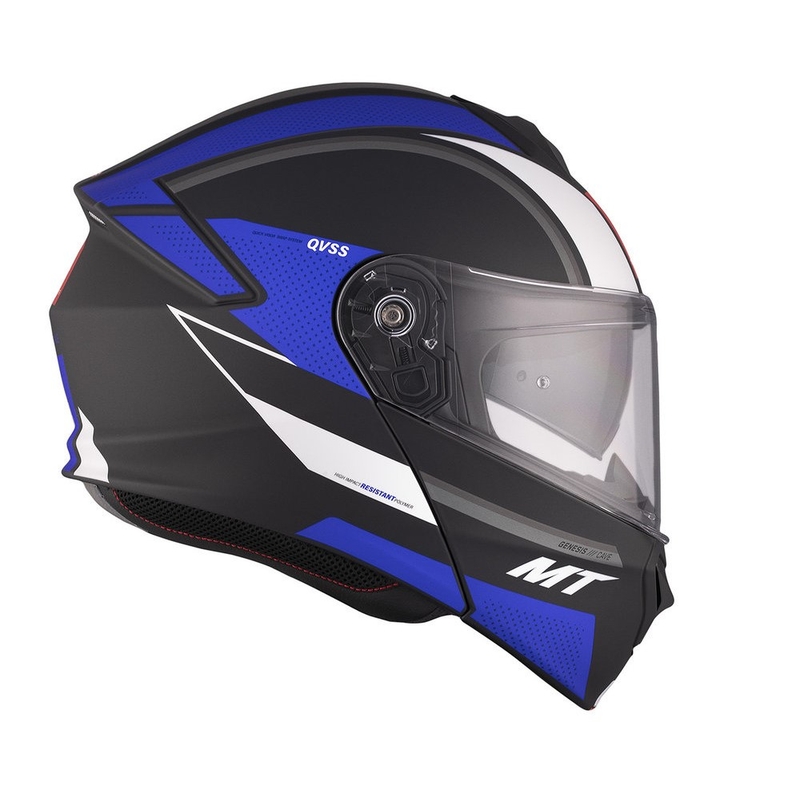 Casco moto MT Genesis SV Cave A7 nero-bianco-blu opaco ribaltabile