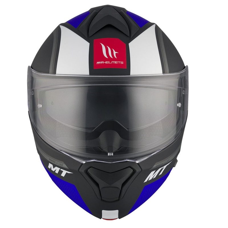 Casco moto MT Genesis SV Cave A7 nero-bianco-blu opaco ribaltabile