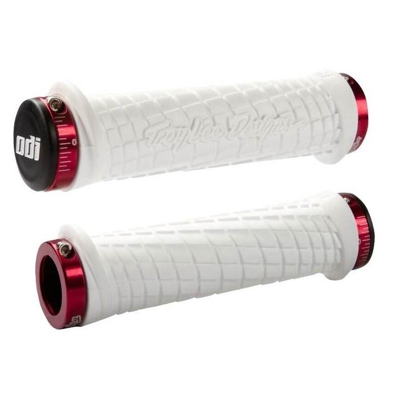 Manopole ODI TROY LEE DESIGNS SIGNATURE ATV LOCK-ON bianco-rosso