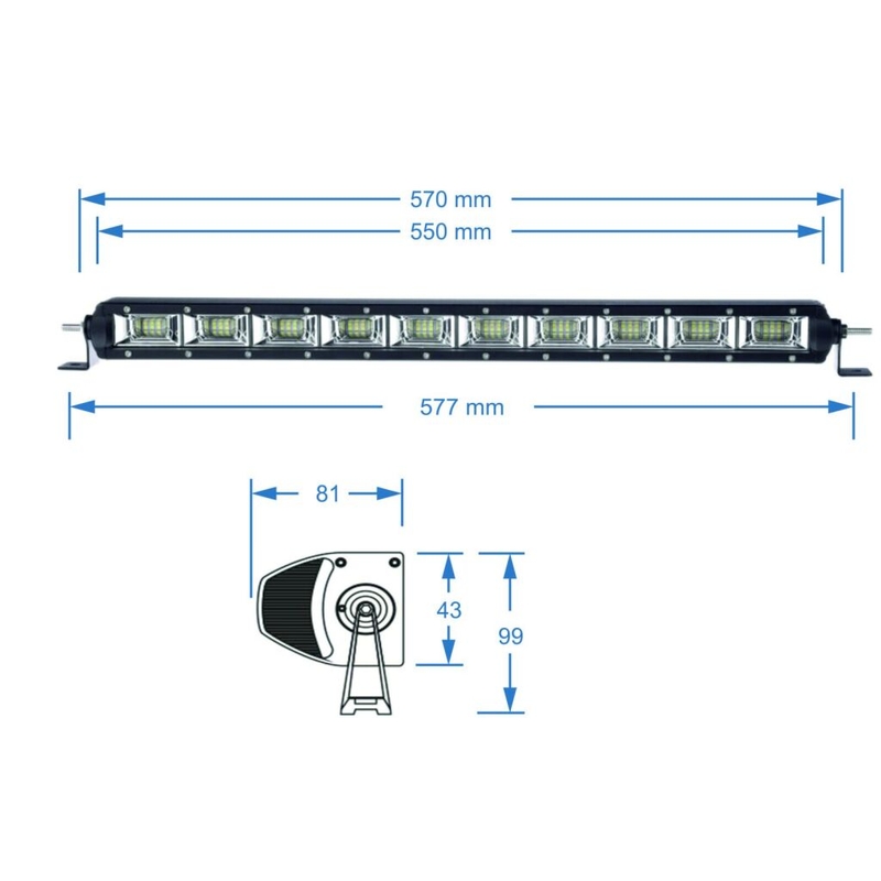 Rampa luminosa a LED SHARK LED LIGHT BAR, ETI LED, 21,5", 100W