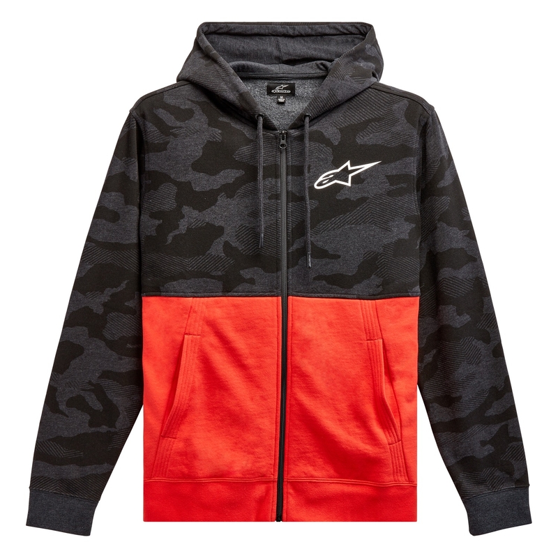 Alpinestars Felpa con cappuccio Camo Block grigio camo-rosso fluo