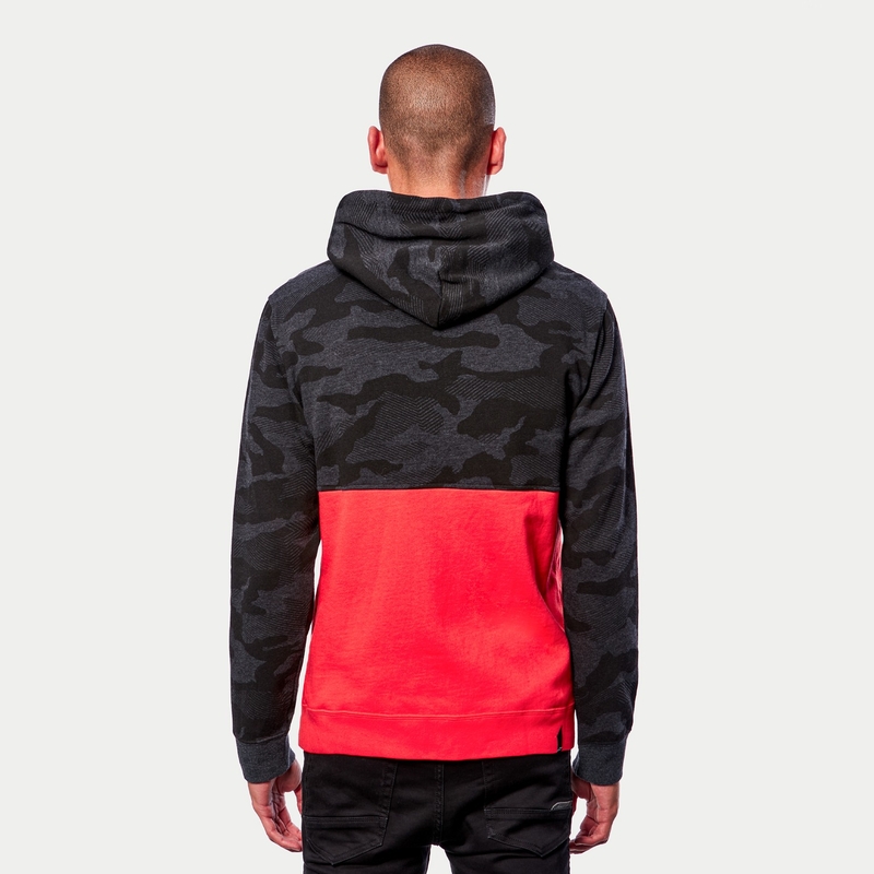 Alpinestars Felpa con cappuccio Camo Block grigio camo-rosso fluo