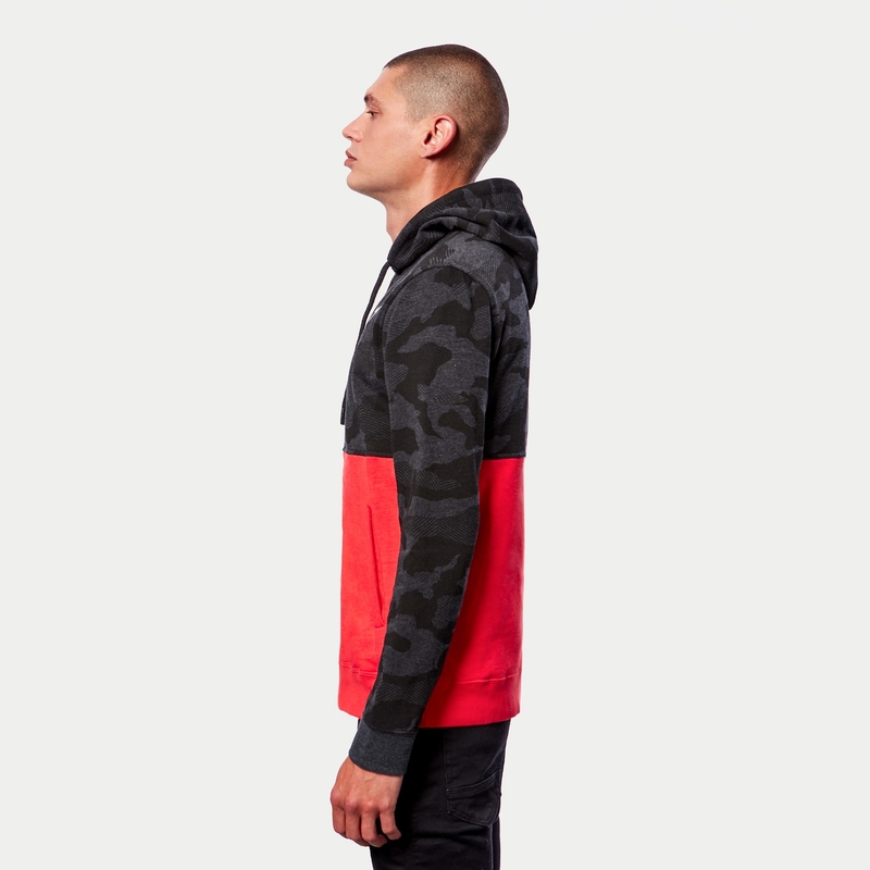 Alpinestars Felpa con cappuccio Camo Block grigio camo-rosso fluo