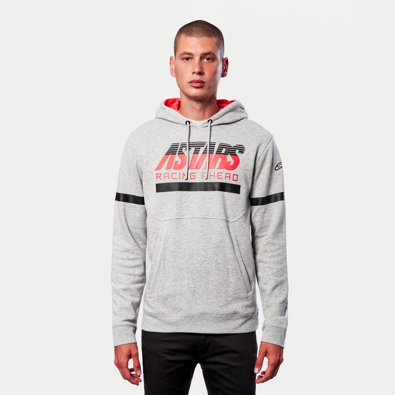 Alpinestars Club Felpa con cappuccio grigio-nero-rosso