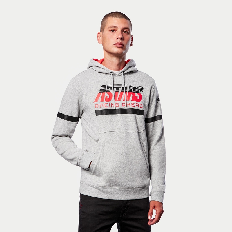 Alpinestars Club Felpa con cappuccio grigio-nero-rosso