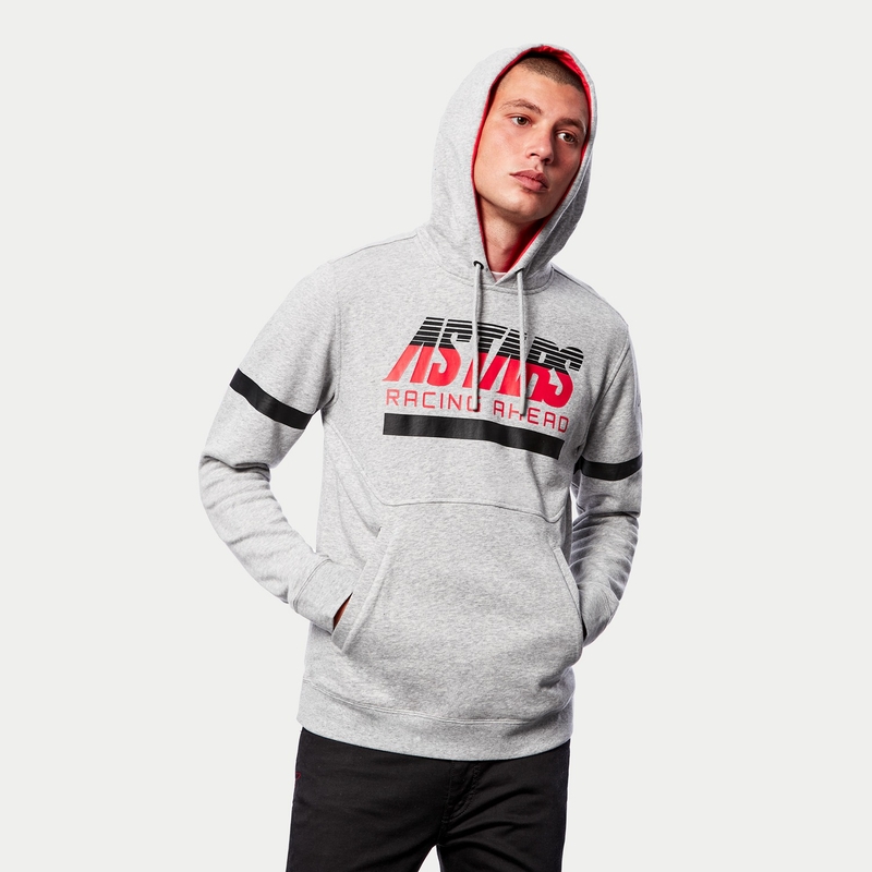 Alpinestars Club Felpa con cappuccio grigio-nero-rosso