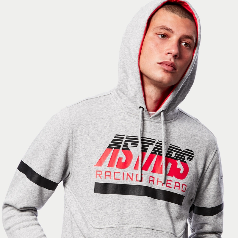 Alpinestars Club Felpa con cappuccio grigio-nero-rosso