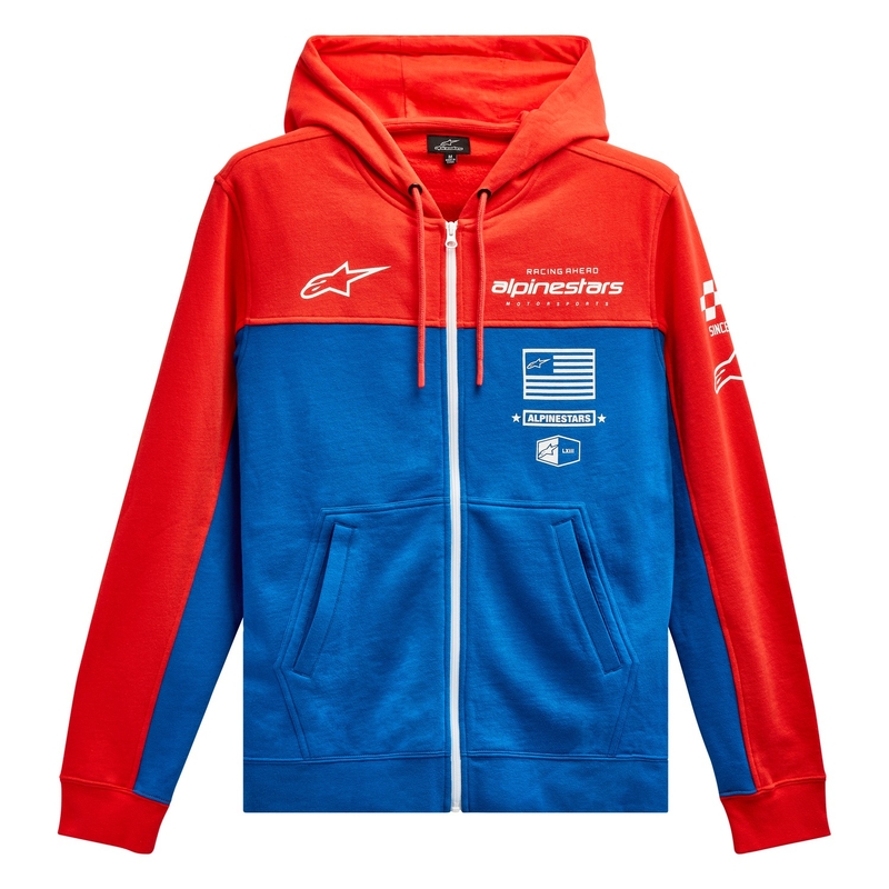 Alpinestars H Block Felpa con cappuccio rosso fluo e blu chiaro