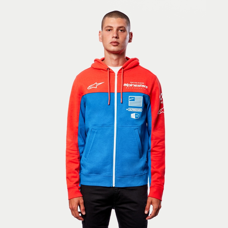 Alpinestars H Block Felpa con cappuccio rosso fluo e blu chiaro