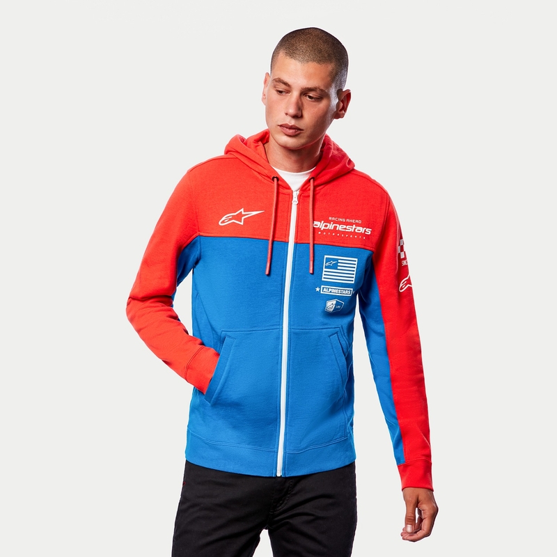 Alpinestars H Block Felpa con cappuccio rosso fluo e blu chiaro
