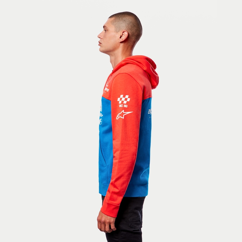 Alpinestars H Block Felpa con cappuccio rosso fluo e blu chiaro