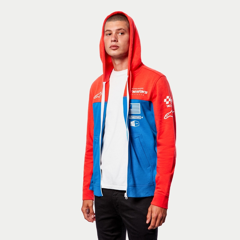 Alpinestars H Block Felpa con cappuccio rosso fluo e blu chiaro