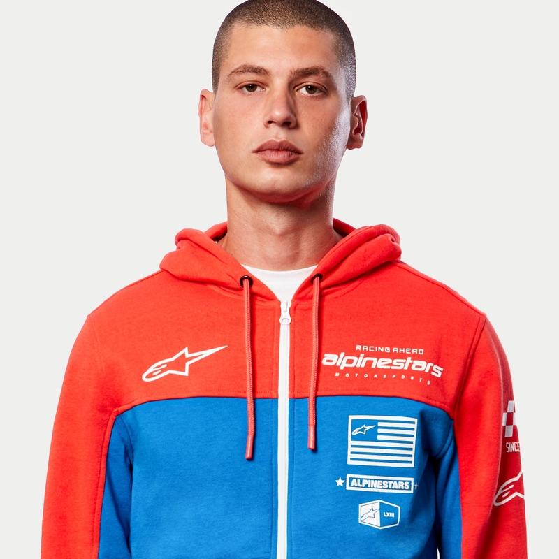 Alpinestars H Block Felpa con cappuccio rosso fluo e blu chiaro