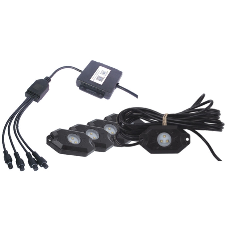 LUCE A LED DELLO SQUALO, RGB, MULTICOLORE, CONTROLLO BLUETOOTH, SET DA 4 PEZZI