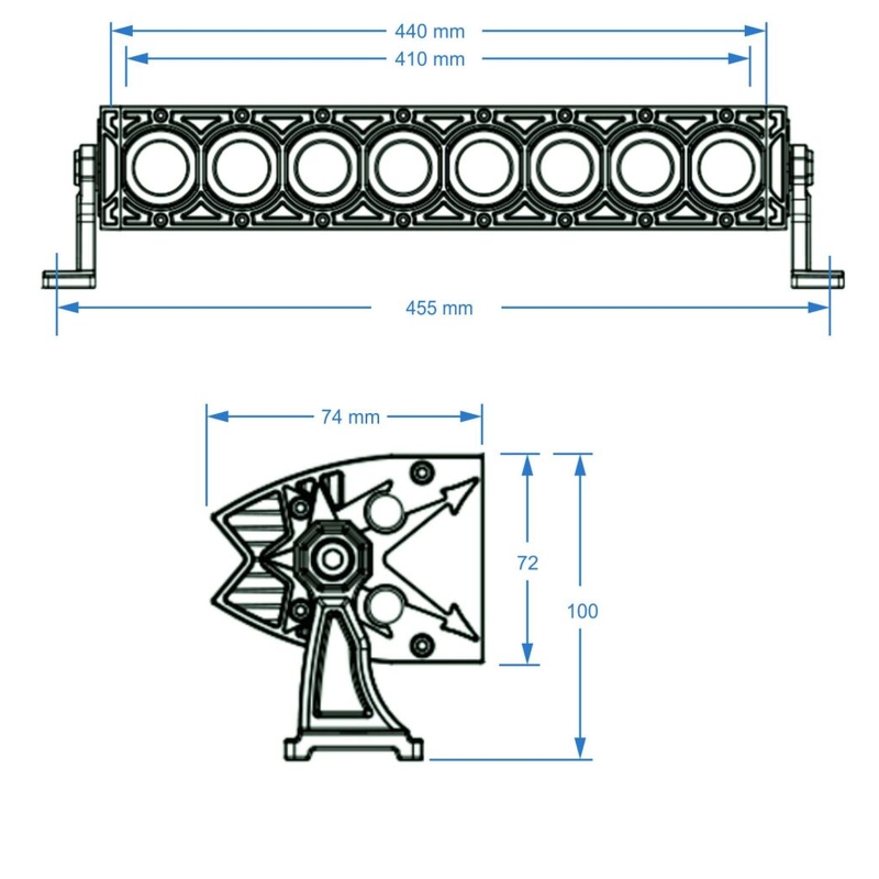 Rampa luminosa a LED SHARK LED LIGHT BAR 17" CON ANELLO HALO, CREE LED, 80W