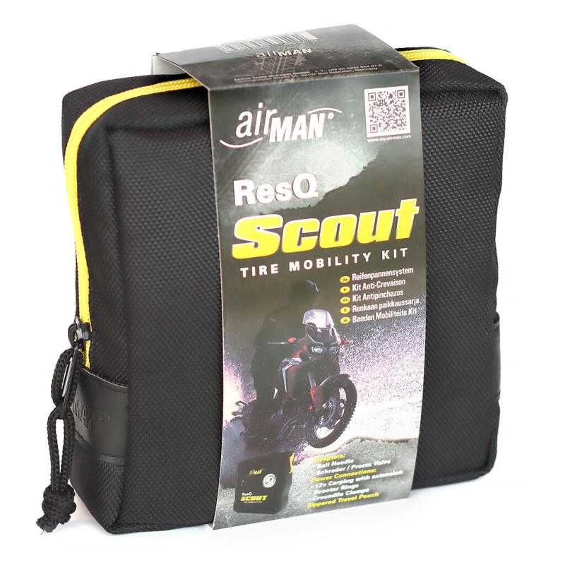 Kit di riparazione pneumatici AirMan ResQ Scout con compressore + ricarica da 100 ml
