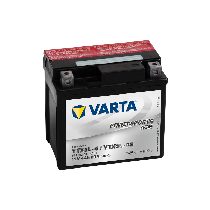 Batteria VARTA YTX5L-4/YTX5L-BS 12V/4Ah senza manutenzione