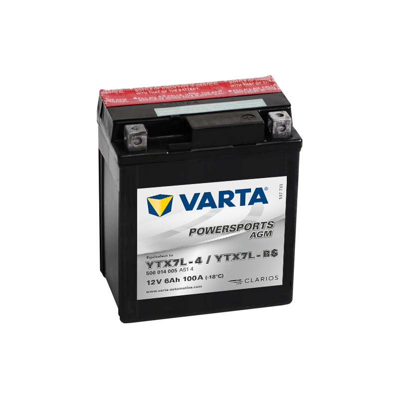 VARTA YTX7L-A/YTX7L-BS Batteria senza manutenzione da 12V/6Ah