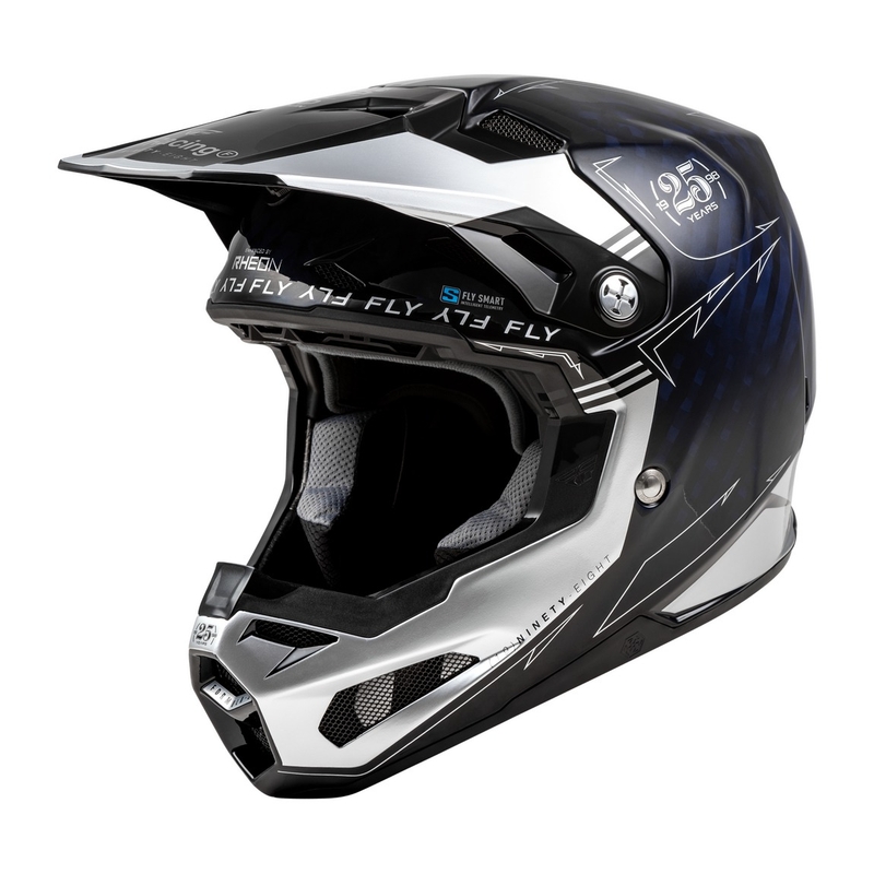 Casco da motocross FLY Racing Formula S Carbon blu-argento