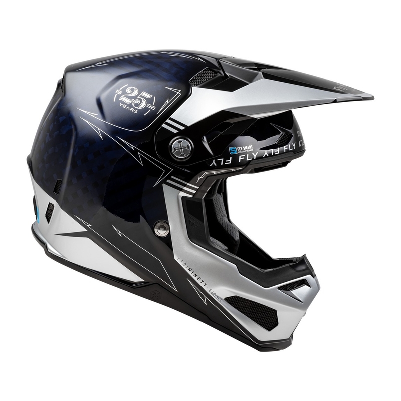 Casco da motocross FLY Racing Formula S Carbon blu-argento